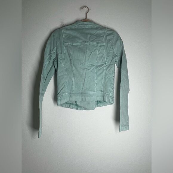 EDC Turquoise Blue Denim Moto Jacket Cotton Full Zipper EU S/ US S Y2K NWOT - Picture 2 of 14